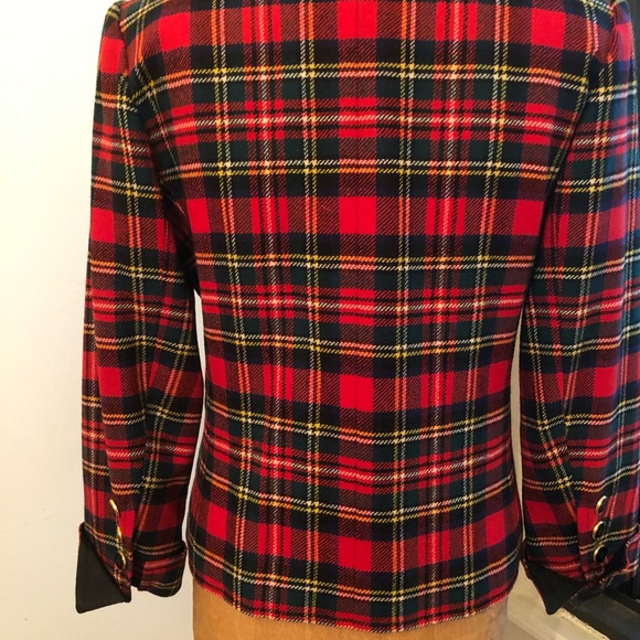 Vintage Yves Saint Laurent plaid wool jacket red fitted with shoulder pads 40 - Picture 7 of 8